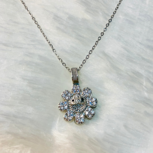 Silver AD Flower Rotating Wheel Pendant