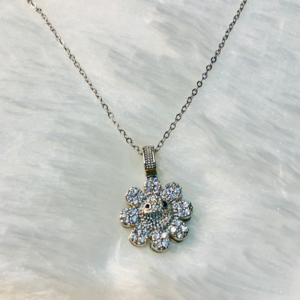 Silver AD Flower Rotating Wheel Pendant