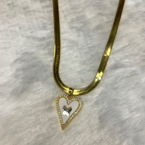 Beautiful AD studded Heart Pendant with Snake Chain Necklace