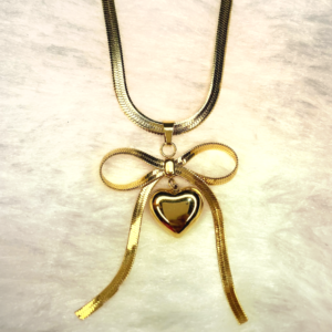 Bow Snake Chain with Dangling Heart